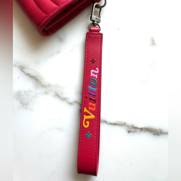 LOUIS VUITTON New Wave Long Wallet Rouge Red Calfskin Silver LV Wrist Strap MIE - Picture 3 of 13